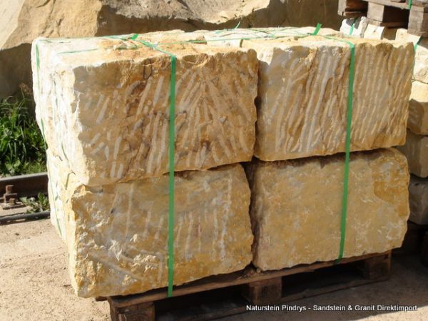 Sandstein Mauersteine 40x40x60 cm gelber Sandsteinmauer aus Polen, Sandsteinquader