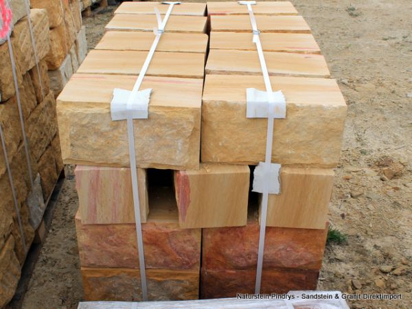 Sandstein Mauersteine 20x20x40 cm, 4- fach gesägt